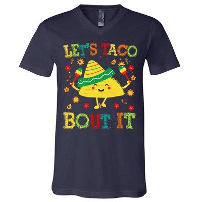 Cute Lets Taco Bout It Funny Mexican Taco V-Neck T-Shirt