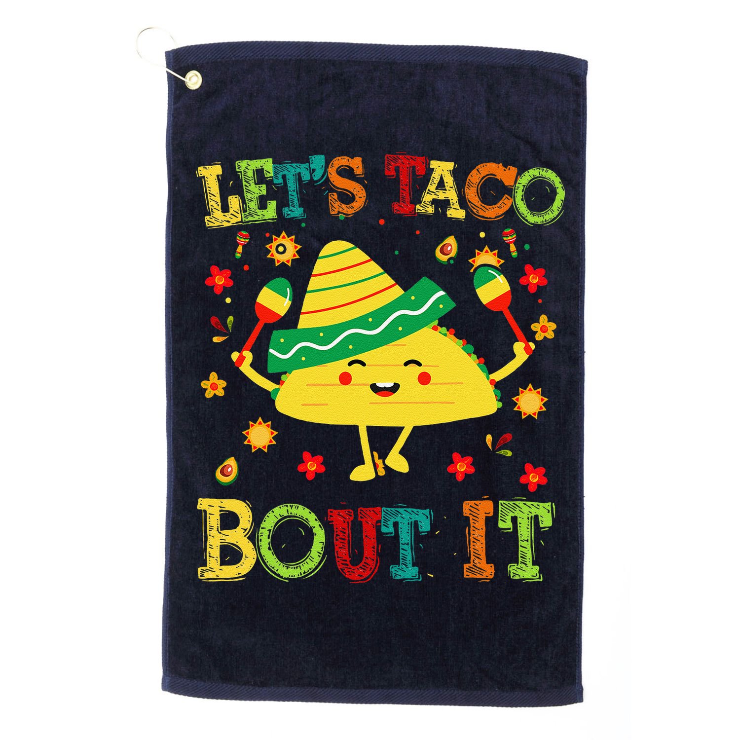 Cute Lets Taco Bout It Funny Mexican Taco Golf Towel