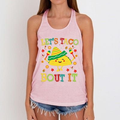 Cute Lets Taco Bout It Funny Mexican Taco Women's Knotted Racerback Tank