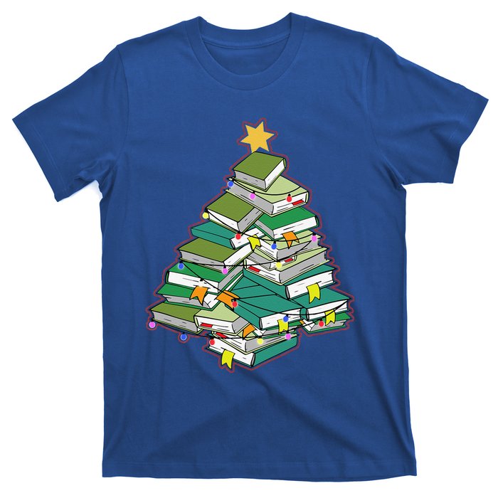 Christmas Library Tree Librarian Book Lover Xmas T-Shirt