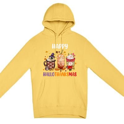 Coffee Latte Thankgiving Funny Happy Hallothanksmas Great Gift Premium Pullover Hoodie