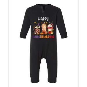 Coffee Latte Thankgiving Funny Happy Hallothanksmas Great Gift Infant Fleece One Piece