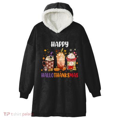 Coffee Latte Thankgiving Funny Happy Hallothanksmas Great Gift Hooded Wearable Blanket
