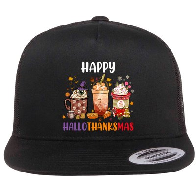 Coffee Latte Thankgiving Funny Happy Hallothanksmas Great Gift Flatbill Hat