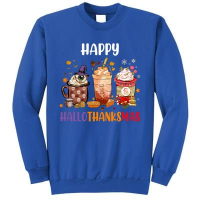 Coffee Latte Thankgiving Funny Happy Hallothanksmas Great Gift Sweatshirt