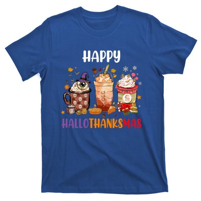 Coffee Latte Thankgiving Funny Happy Hallothanksmas Great Gift T-Shirt