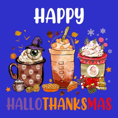 Coffee Latte Thankgiving Funny Happy Hallothanksmas Great Gift T-Shirt