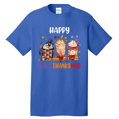 Coffee Latte Thankgiving Funny Happy Hallothanksmas Great Gift Tall T-Shirt