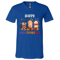 Coffee Latte Thankgiving Funny Happy Hallothanksmas Great Gift V-Neck T-Shirt