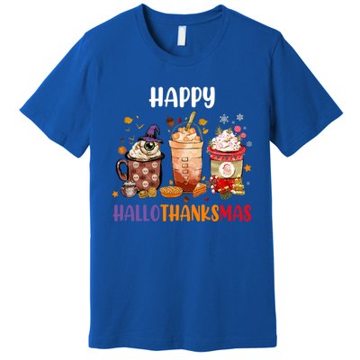 Coffee Latte Thankgiving Funny Happy Hallothanksmas Great Gift Premium T-Shirt