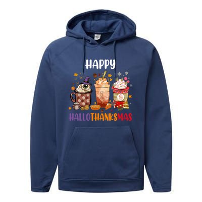 Coffee Latte Thankgiving Funny Happy Hallothanksmas Great Gift Performance Fleece Hoodie