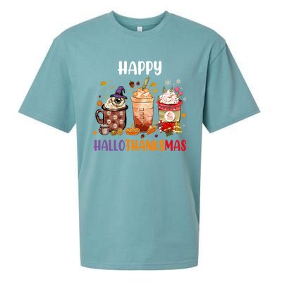 Coffee Latte Thankgiving Funny Happy Hallothanksmas Great Gift Sueded Cloud Jersey T-Shirt