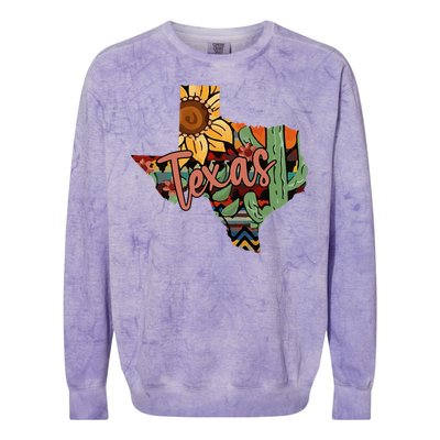 Cute Love Texas State Cactus Sunflower Colorblast Crewneck Sweatshirt