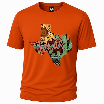 Cute Love Texas State Cactus Sunflower Cooling Performance Crew T-Shirt