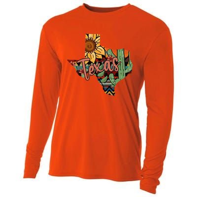 Cute Love Texas State Cactus Sunflower Cooling Performance Long Sleeve Crew