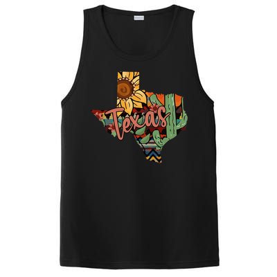 Cute Love Texas State Cactus Sunflower PosiCharge Competitor Tank