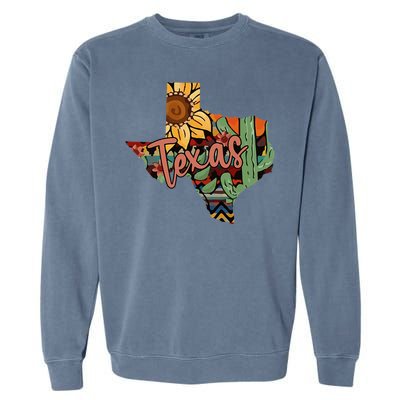 Cute Love Texas State Cactus Sunflower Garment-Dyed Sweatshirt