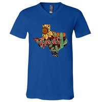 Cute Love Texas State Cactus Sunflower V-Neck T-Shirt