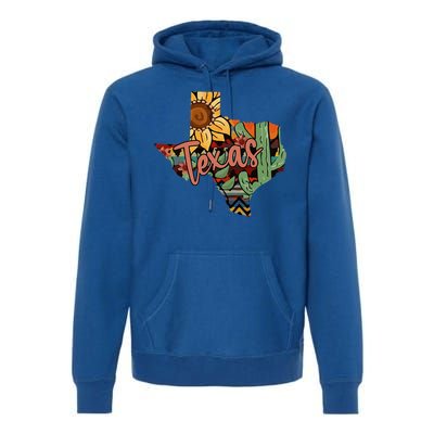 Cute Love Texas State Cactus Sunflower Premium Hoodie