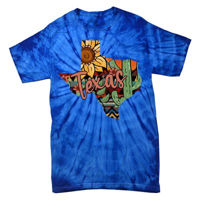 Cute Love Texas State Cactus Sunflower Tie-Dye T-Shirt