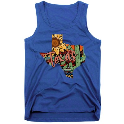 Cute Love Texas State Cactus Sunflower Tank Top