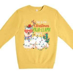 Christmas Llama This Is My Christmas Pajama Funny Gift Premium Crewneck Sweatshirt