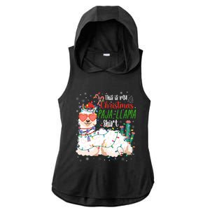 Christmas Llama This Is My Christmas Pajama Funny Gift Ladies PosiCharge Tri-Blend Wicking Draft Hoodie Tank