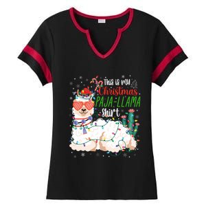 Christmas Llama This Is My Christmas Pajama Funny Gift Ladies Halftime Notch Neck Tee