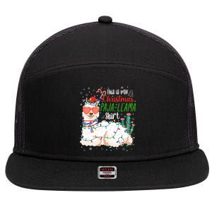 Christmas Llama This Is My Christmas Pajama Funny Gift 7 Panel Mesh Trucker Snapback Hat