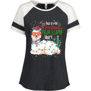 Christmas Llama This Is My Christmas Pajama Funny Gift Enza Ladies Jersey Colorblock Tee