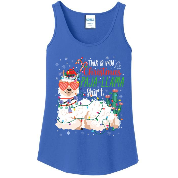 Christmas Llama This Is My Christmas Pajama Funny Gift Ladies Essential Tank