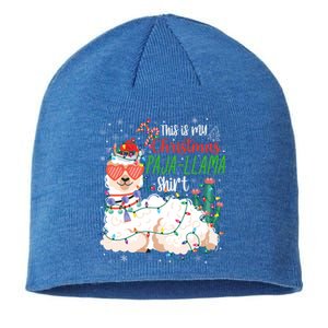 Christmas Llama This Is My Christmas Pajama Funny Gift Sustainable Beanie