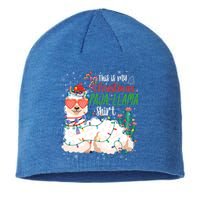 Christmas Llama This Is My Christmas Pajama Funny Gift Sustainable Beanie