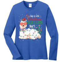 Christmas Llama This Is My Christmas Pajama Funny Gift Ladies Long Sleeve Shirt