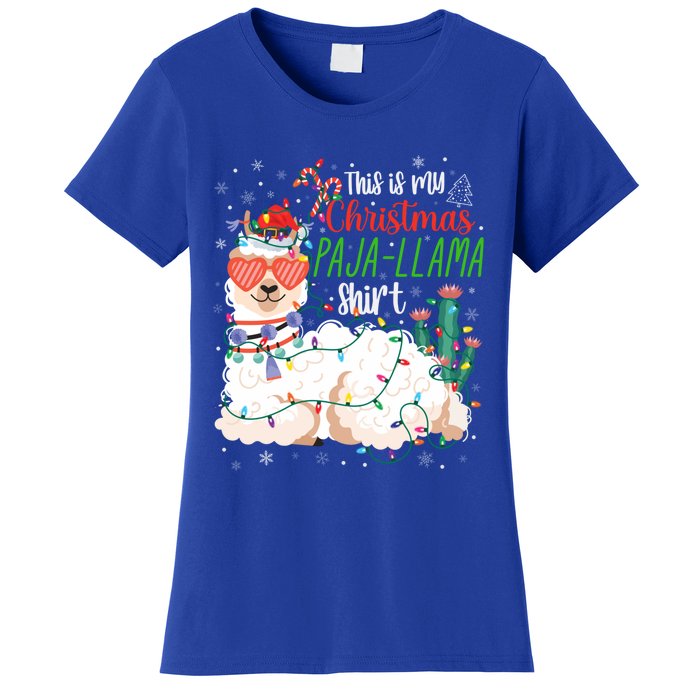 Christmas Llama This Is My Christmas Pajama Funny Gift Women's T-Shirt