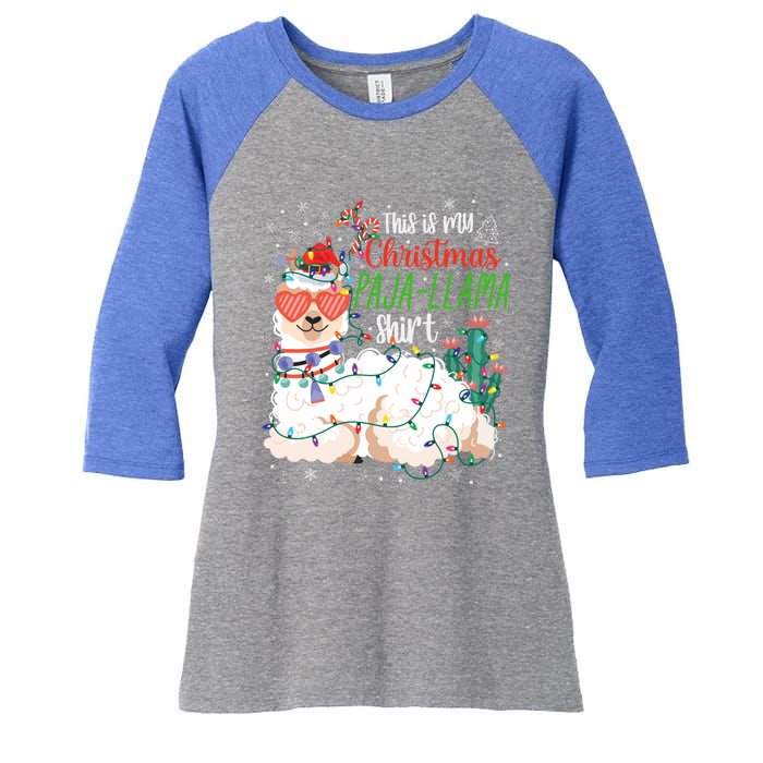 Christmas Llama This Is My Christmas Pajama Funny Gift Women's Tri-Blend 3/4-Sleeve Raglan Shirt