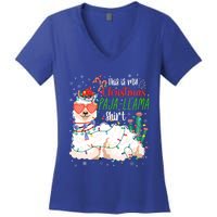 Christmas Llama This Is My Christmas Pajama Funny Gift Women's V-Neck T-Shirt