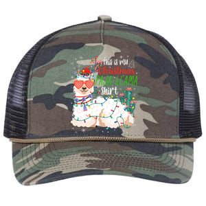 Christmas Llama This Is My Christmas Pajama Funny Gift Retro Rope Trucker Hat Cap