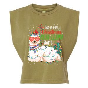 Christmas Llama This Is My Christmas Pajama Funny Gift Garment-Dyed Women's Muscle Tee