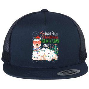 Christmas Llama This Is My Christmas Pajama Funny Gift Flat Bill Trucker Hat