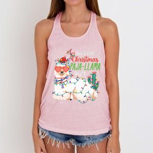 Christmas Llama This Is My Christmas Pajama Funny Gift Women's Knotted Racerback Tank