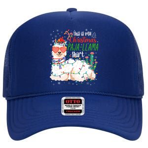 Christmas Llama This Is My Christmas Pajama Funny Gift High Crown Mesh Back Trucker Hat