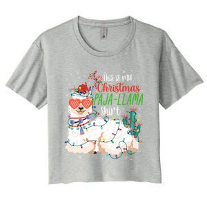 Christmas Llama This Is My Christmas Pajama Funny Gift Women's Crop Top Tee