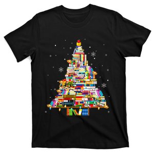 Christmas Library Tree Lights For Librarian And Book Lover T-Shirt