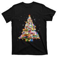 Christmas Library Tree Lights For Librarian And Book Lover T-Shirt