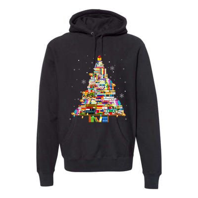 Christmas Library Tree Lights For Librarian And Book Lover Premium Hoodie