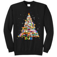 Christmas Library Tree Lights For Librarian And Book Lover Tall Sweatshirt