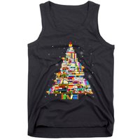 Christmas Library Tree Lights For Librarian And Book Lover Tank Top