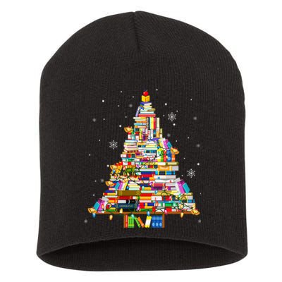 Christmas Library Tree Lights For Librarian And Book Lover Short Acrylic Beanie