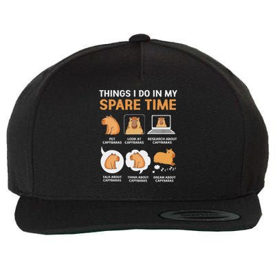 Capybara Lover Things I Do In My Spare Time Wool Snapback Cap